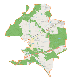 Mapa konturowa gminy Dobroń, na dole nieco na prawo znajduje się punkt z opisem „Zimne Wody”