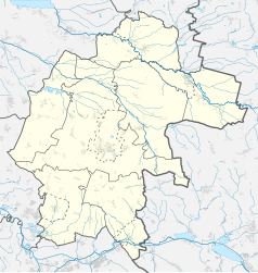 Mapa konturowa powiatu strzeleckiego, u góry po prawej znajduje się punkt z opisem „Zawadzkie”