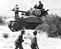 Sherman tank and crew in Sicily