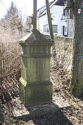 Wayside cross base in Mikulášovičky, Mikulášovice, Děčín District.jpg