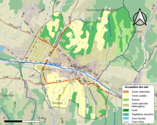 Carte en couleurs présentant l'occupation des sols.