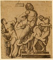 Probably the earliest print of the Laocoön Group, excavated in Rome in 1506.[18]