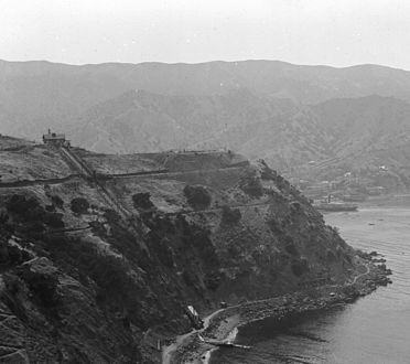 View of the railroad from the south at Stage Road above Lover's Cove, ca. 1905