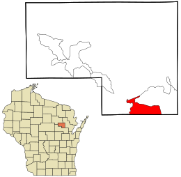 Location in Menominee County and the state of Wisconsin.