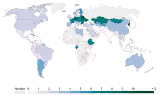 Hospital beds per 1000 people 2013.