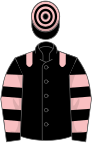 Black, pink epaulets, hooped sleeves and cap