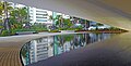 Reflecting pool underneath Faena Forum building