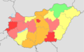 Hungary total fertility rate by region, 2014