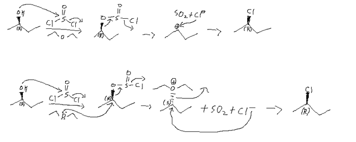 Making RCl from secondary ROH using SOCl2 in Diethyl ether