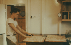 A sailor prepares butterkuchen for the crew.