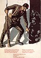 Sowiecki plakat antyszpiegowski – tu cień szpiega w polskim mundurze