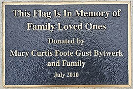 Flag plaque, Root Memorial Park.jpg