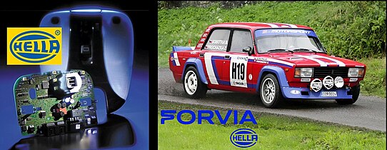 Hella, Modul und Rally car, altes und neues Logo