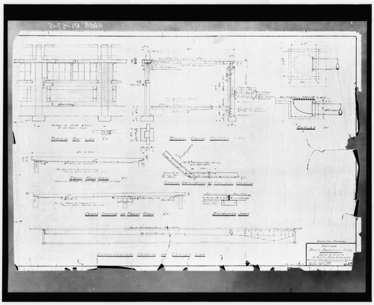 File:Photocopy of blueprint (from plans of Blintz Pool in the Johnson City Village Offices) showing SECTION, 1926 - Charles F. Johnson Pool, Charles F. Johnson Park, Johnson City, HAER NY,4-JOCI,1A-15.tif