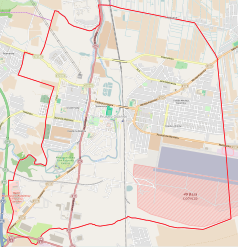 Mapa konturowa Pruszcza Gdańskiego, w centrum znajduje się punkt z opisem „Pruszcz Gdański”