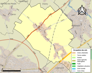 Carte en couleurs présentant l'occupation des sols.