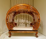 Chinese moon-gate bed; circa 1876; satinwood (huang lu), other Asian woods and ivory; Peabody Essex Museum (Salem, Massachusetts, USA)