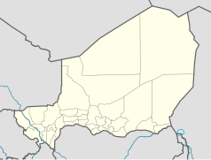 Mapa konturowa Nigru, blisko lewej krawiędzi na dole znajduje się punkt z opisem „Téra”