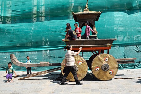 The Chariot of Indra Jatra at Basantapur Durbar Square by Roshan Raj Adhikari