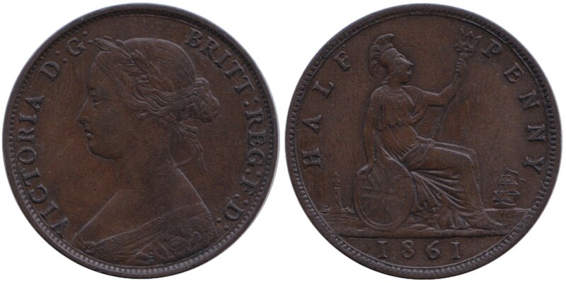 File:Great Britain, halfpenny, Victoria, 1861.jpg