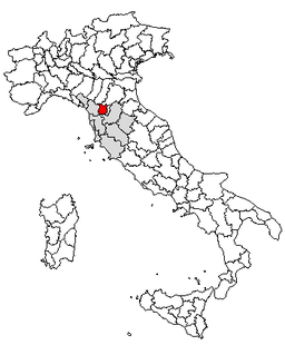 Karta över Italien med Provincia di Pistoia markerat