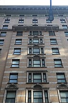 Detail of windows on the center bays of the facade