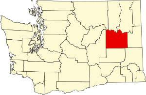 Map of Washington highlighting Lincoln County