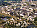 Indian Ridge plaza, north of Mishawaka, Indiana from above, looking northeast