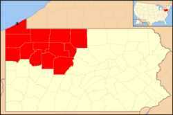 Location of the Diocese of Erie in Pennsylvania