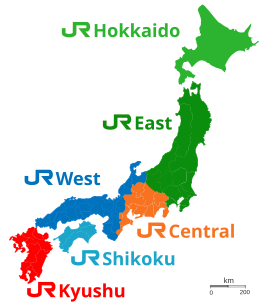 Het werkgebied van JR East (donkergroen). Het bevat Groot-Tokio en de regio Tōhoku.