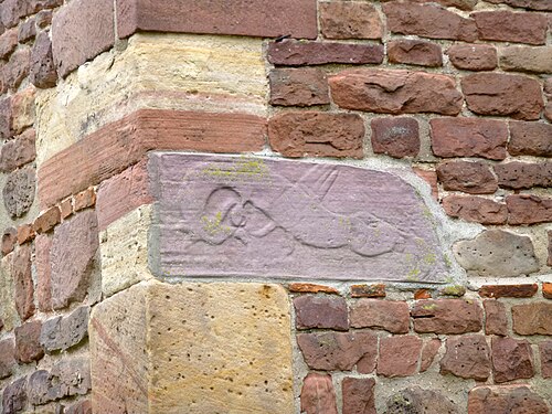 Corner stone (dragon) in the medieval tower