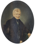 1856 : Portrait de son beau-père Jean-Baptiste van Dievoet (1775-1862) signé « Brice 1856 »