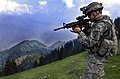 A Soldier wears the 173rd Airborne Brigade Combat Team SSI on his ACU uniform while serving in Afghanistan