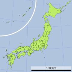 高清水山地の位置（日本内）