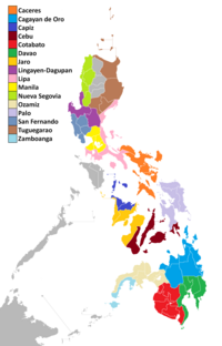 Map of the ecclesiastical provinces of the Catholic Church in the Philippines