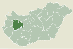 Location of Veszprém county in Hungary