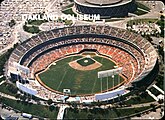 An aerial shot of a baseball game