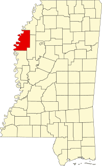 Map of Misisipi highlighting Bolivar County