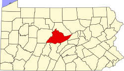 Location of Centre County in Pennsylvania