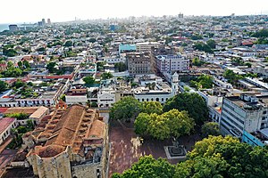 Aerial view of Columbus Park in colonial district of Santo Domingo