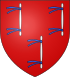 Blason des Beaupoil de Saint-Aulaire : de gueules à trois couples de chiens d'argent, liés d'azur.