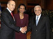 with Mahmoud Abbas and Ehud Olmert