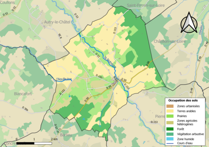 Carte des infrastructures et de l'occupation des sols de la commune en 2018 (CLC).