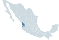 Locator map for the state of Nayarit within Mexico.