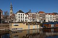 Middelburg, houseboats at the Londensekaai (churchtower Lange Jan in the background)