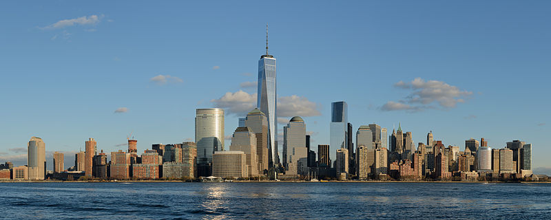 Lower Manhattan vistu dende Jersey City.