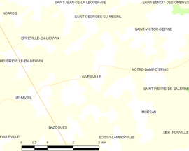 Mapa obce Giverville