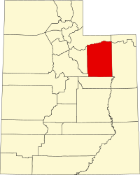 Map of Juta highlighting Duchesne County