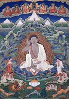 Bhutanese painted thangka of Milarepa (1052–1135), late 19th-early 20th century, Dhodeydrag Gonpa, Thimphu, Bhutan