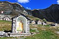 Image 13An "Alp" refers to a high elevation pasture frequented only in summer. It often includes several huts and small places of worship (here the Alpe Bardughè in Ticino). (from Alps)